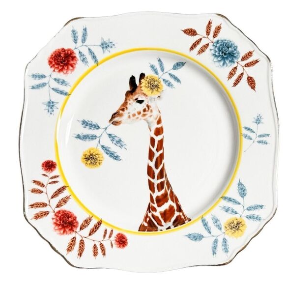 Lou Rota Nature Table for Anthropologie Colorful 9x9 Giraffe Plate. NWOT. - Picture 1 of 7